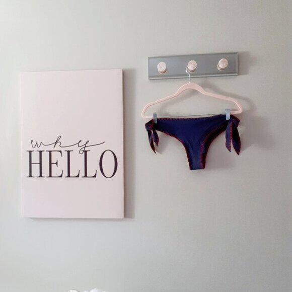 NWT Benedetta blue & red crochet stitching skini bikini top & side tie bottom - Picture 12 of 16